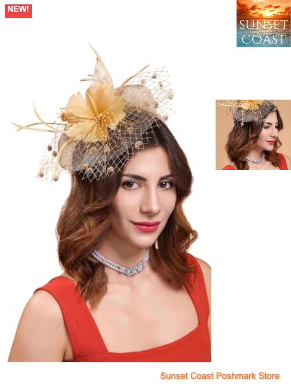Fascinator Hat with Veil Flower Cocktail Tea Party Derby Headpiece